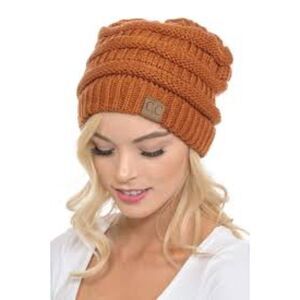 C.C Slouchy Thick Warm Cable Knit Beanie Hat Rust Color Cap Cozy Winter Hat